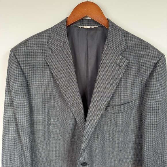 Canali 100% Wool Light and Dark Gray Micro Check Classic 2 Button Blazer Sz 46L - Picture 2 of 12